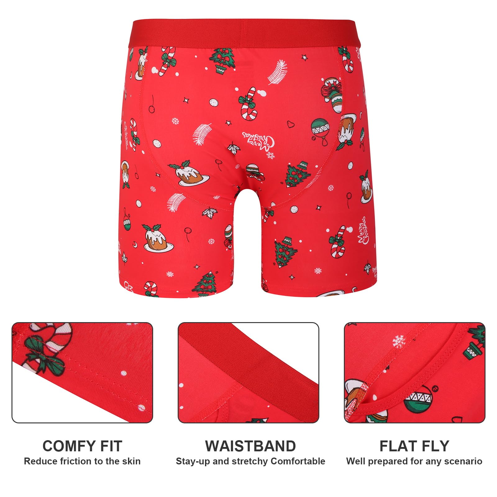 CONKEND Mens Boxer Briefs Cotton Underwear 6”no Ride up Regular Stretch Elastic Wide Band for Men 4 Pack L - Medaid International