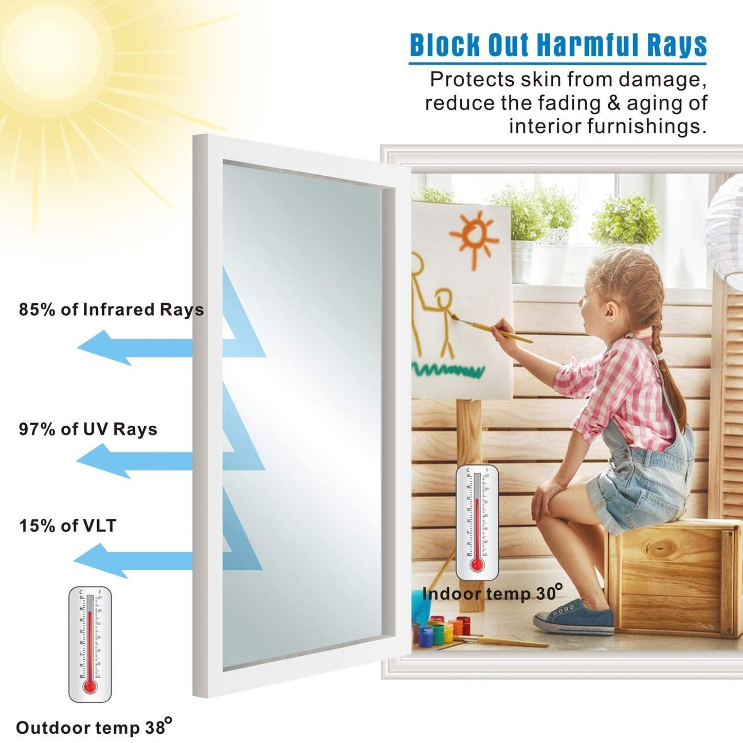 One Way Window Film Privacy Tint Heat Control Door Glass Coverings Anti UV Reflective Sun Blocking Static Self Cling Tinting,No Glue Window Mirror Film for Home Office Black-Silver 23.6 x 78.7 Inch - Medaid International