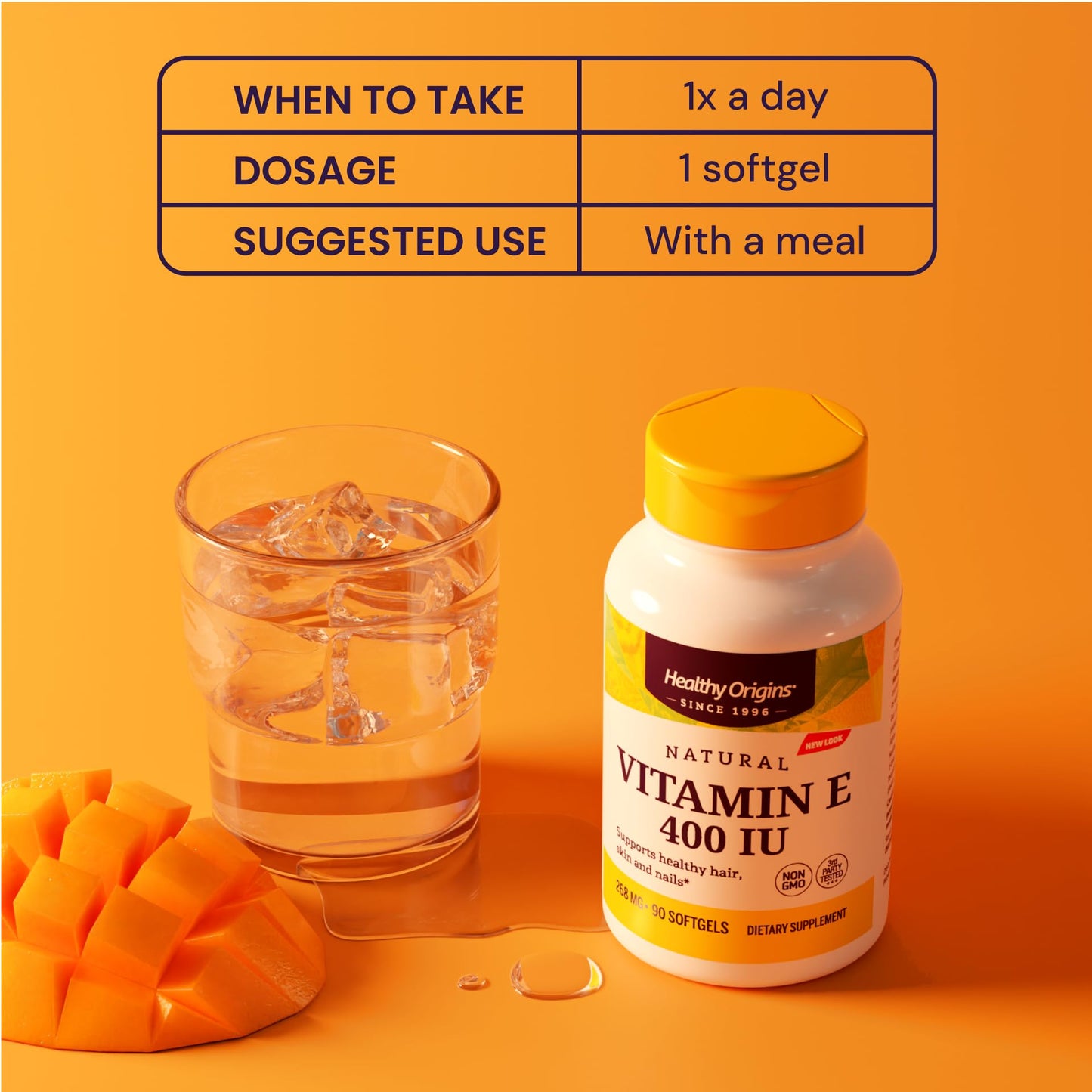 Healthy Origins Vitamin E 400 IU (Natural, Non-GMO, Gluten Free, Skin Support, Cardiovascular Support), 90 Softgels - Medaid International