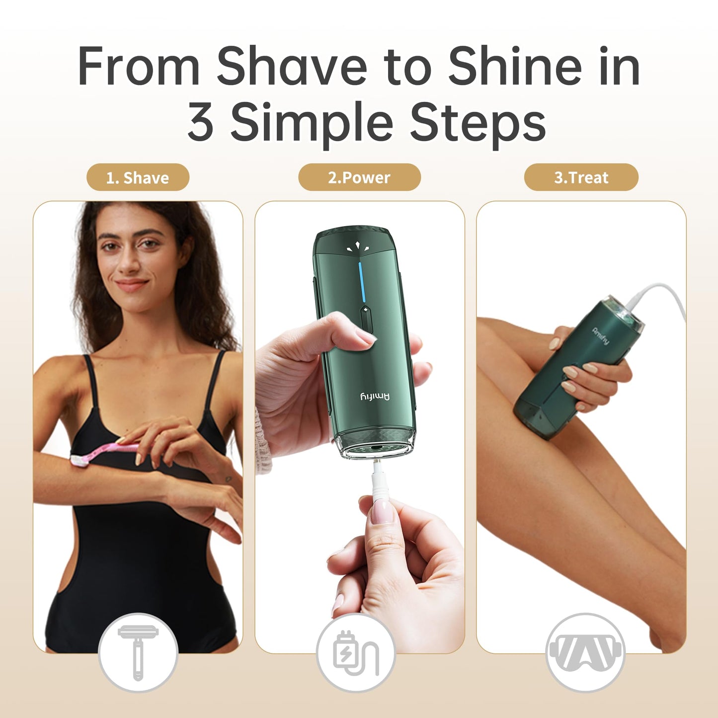 Amifiy Ice Cooling IPL Home Use Hair Removal Device, Laser Hair Removal Machine Painless Epilator for Women Men, 3 Energy Levels & 2 Modes, Face Body Use with Razor & Glasses - Medaid International