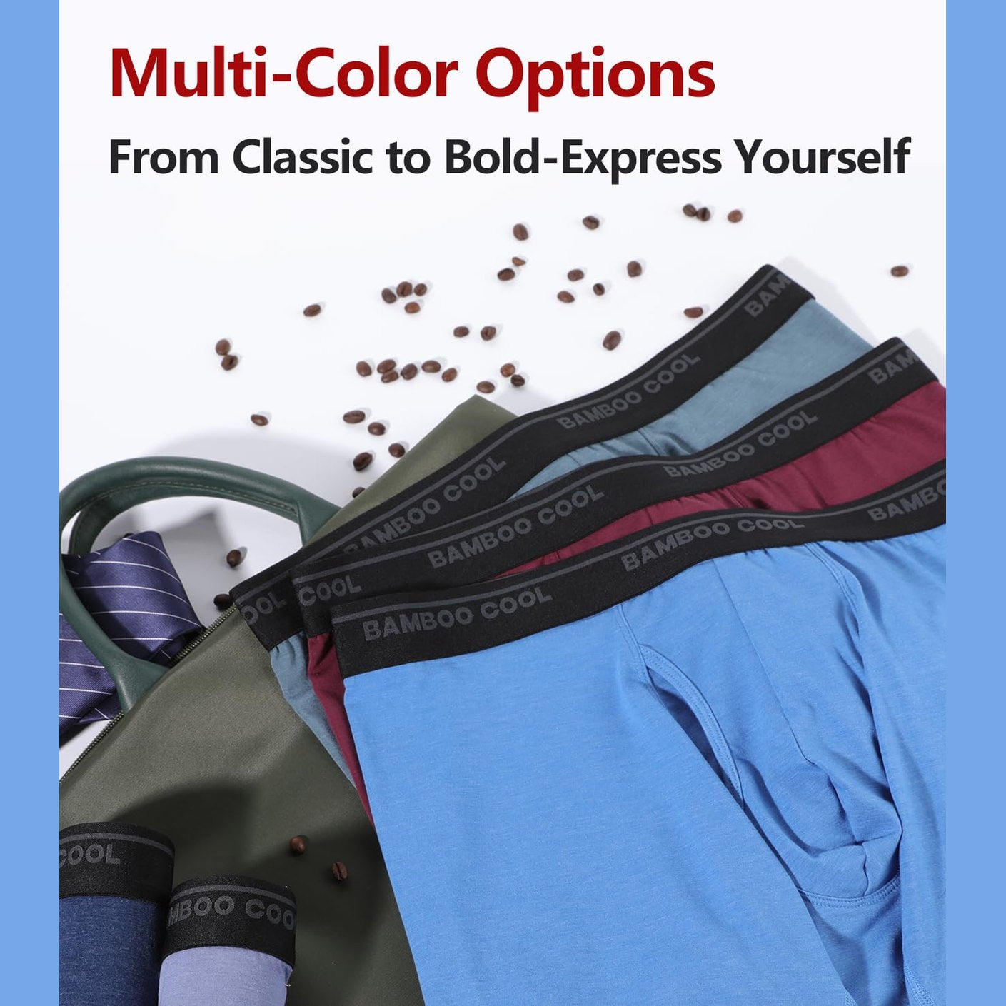 BAMBOO COOL Men's Underwear Boxer Briefs Ultra Breathable Stretch No Riding Up with Fly Multipack - Medaid International