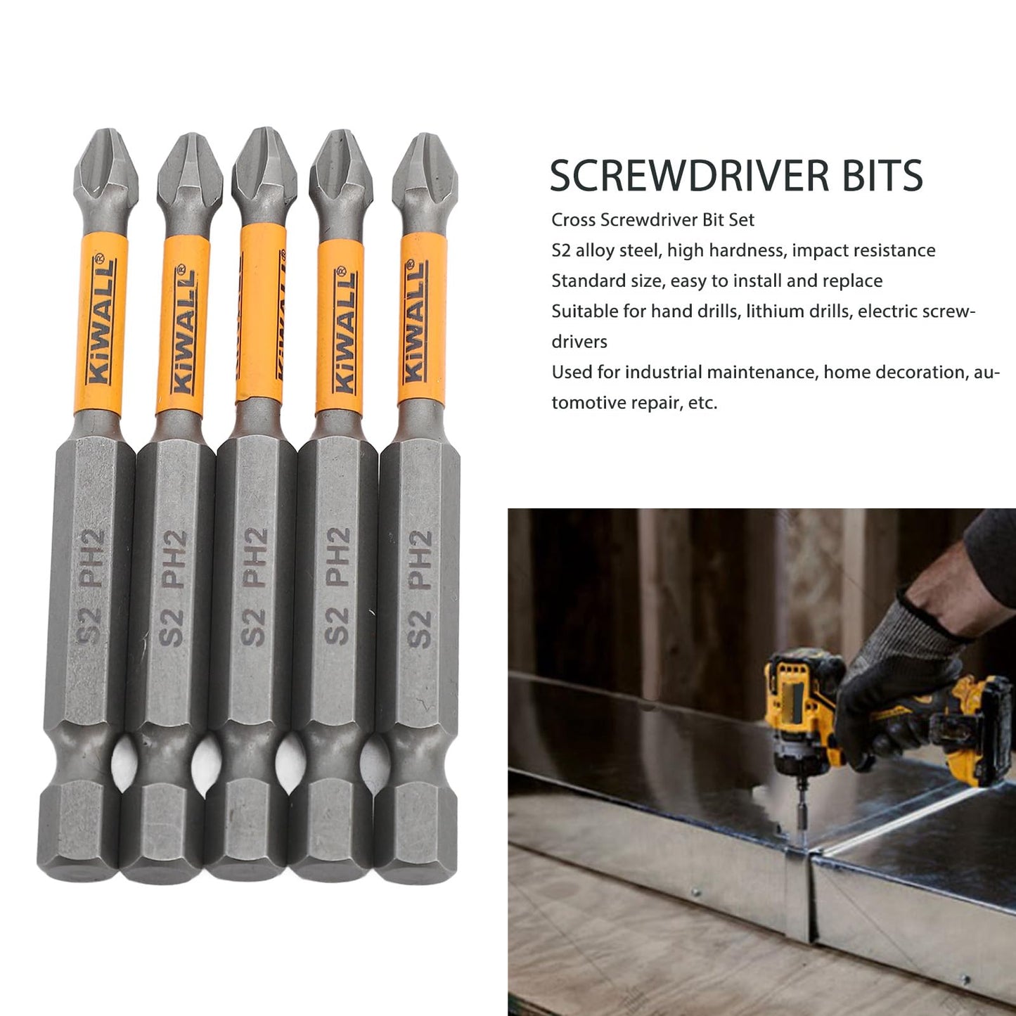 5PCSScrewdriver Bits, Alloy Steel Electric Screwdrivers Bit Set for Industrial Repair Power Engineering with Applicable Device Hand Electric Drills - Medaid International