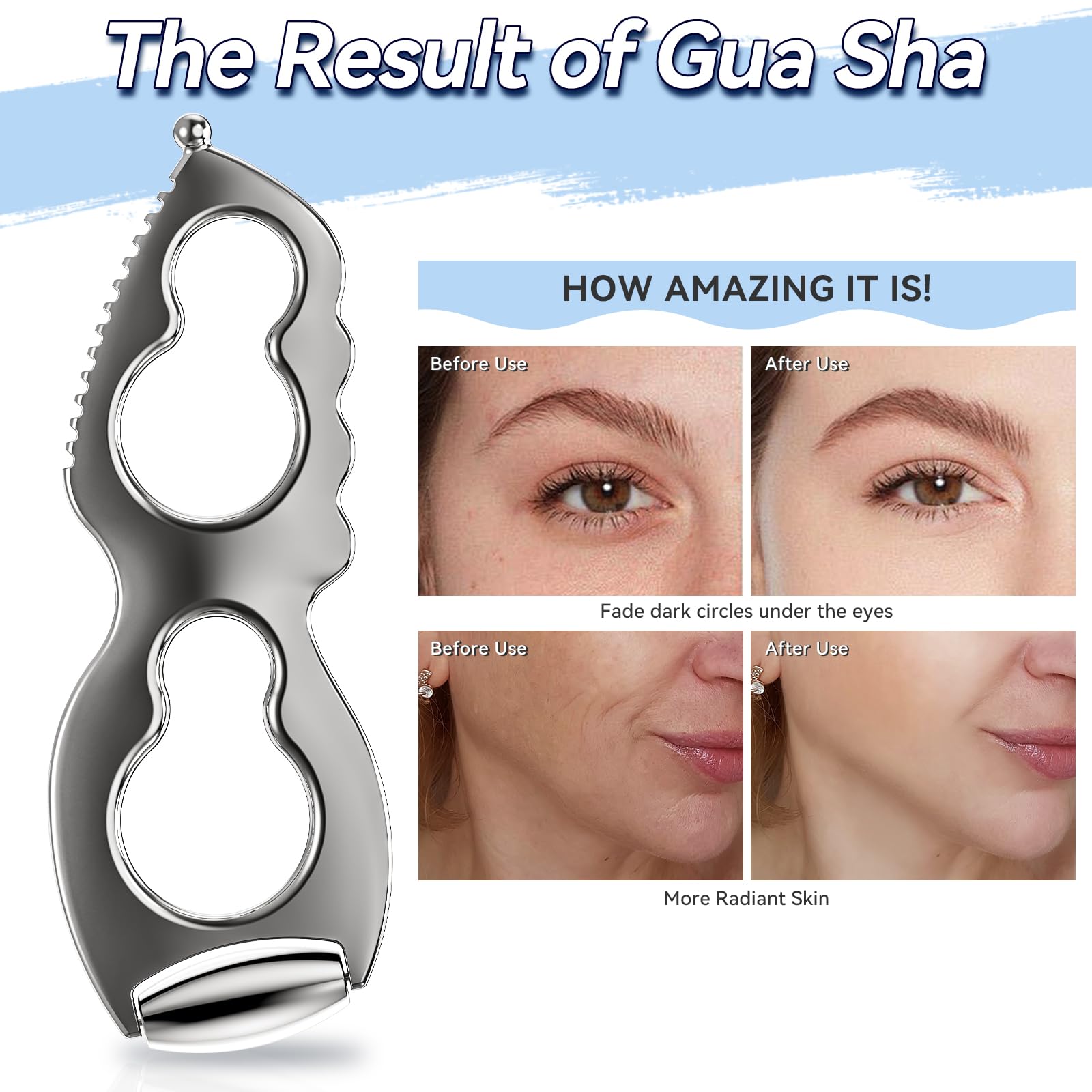 Gua Sha Facial Tools Stainless Steel Guasha Tool for Face Metal Gua Sha Muscle Scraper Tool Massage Body Gua Sha Graston Tool Physical Therapy Face Sculpting Tool Iastm Tool Derma Edge Women Skin Care - Medaid International