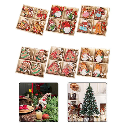 12PCS Christmas Tree Ornaments Set with Santa Figurines, Rustic Holiday Decorations for Tree, Wreath, Gift Tags, or Festive Home Decor - Medaid International