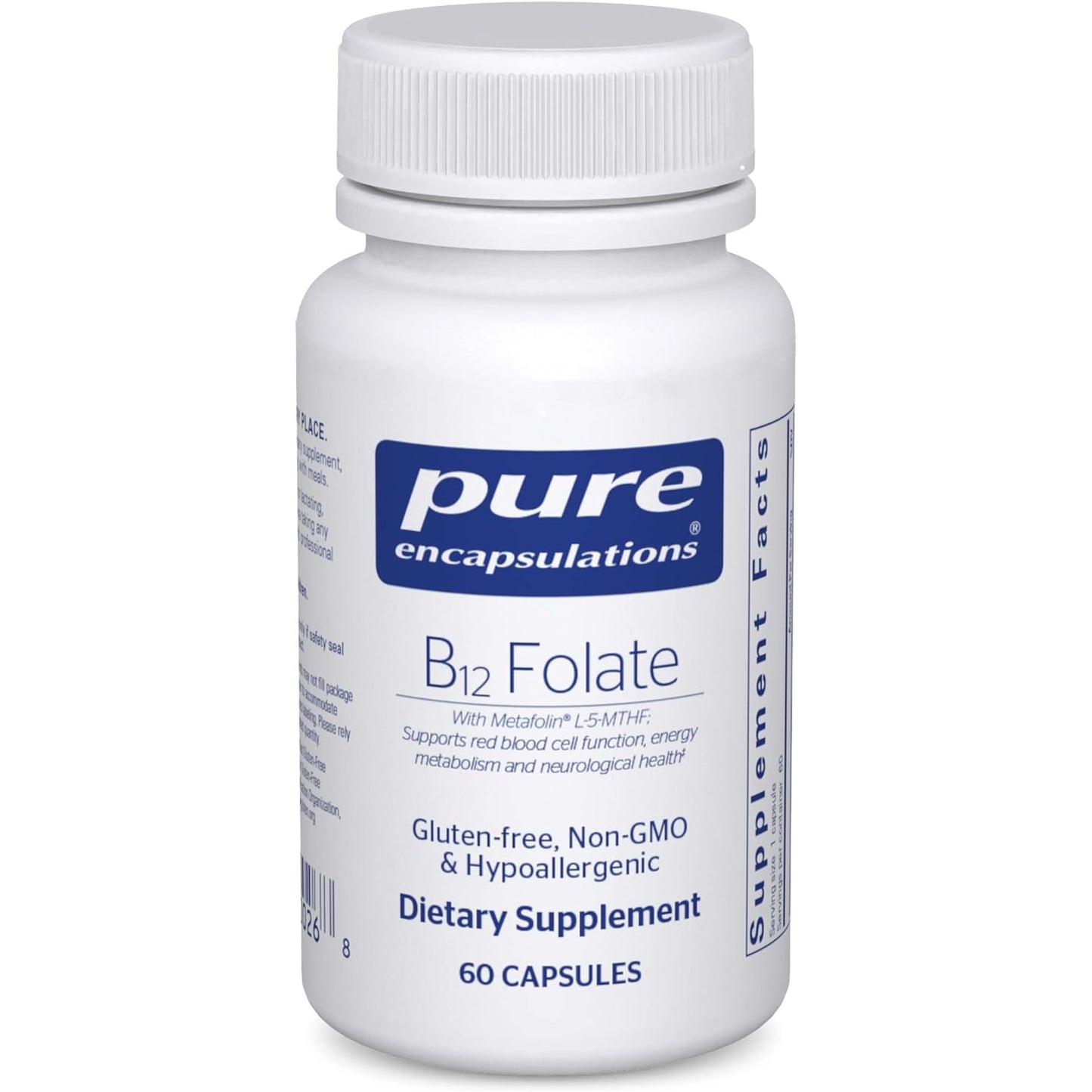 Pure Encapsulations B12 Folate - Energy Supplement to Support Nerves, Energy Metabolism & Cognitive Support* - with Vitamin B Folate as Metafolin - 60 Capsules - Medaid