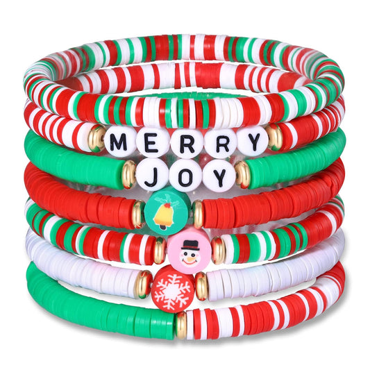ecozran 7-Pieces Christmas Bracelets Set Jewelry for Women Preppy Stuff Cute X-mas Gifts for Women (Christmas-1) - Medaid International
