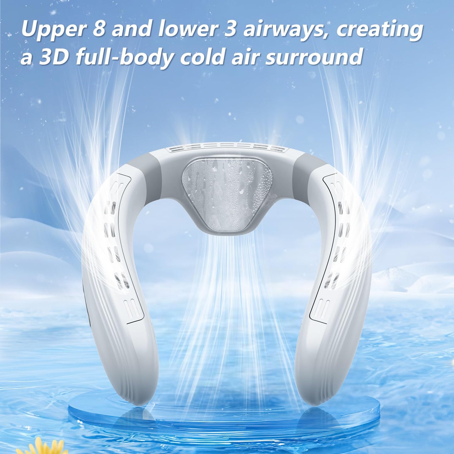 Agihoss Neck Air Conditioner Fans That Blow Cold Air Cooling Device Wearable Fan, 5200mAh Battery Operated Rechargeable Personal Fan, 3+3 Speeds Perfect for Women Men - Medaid International