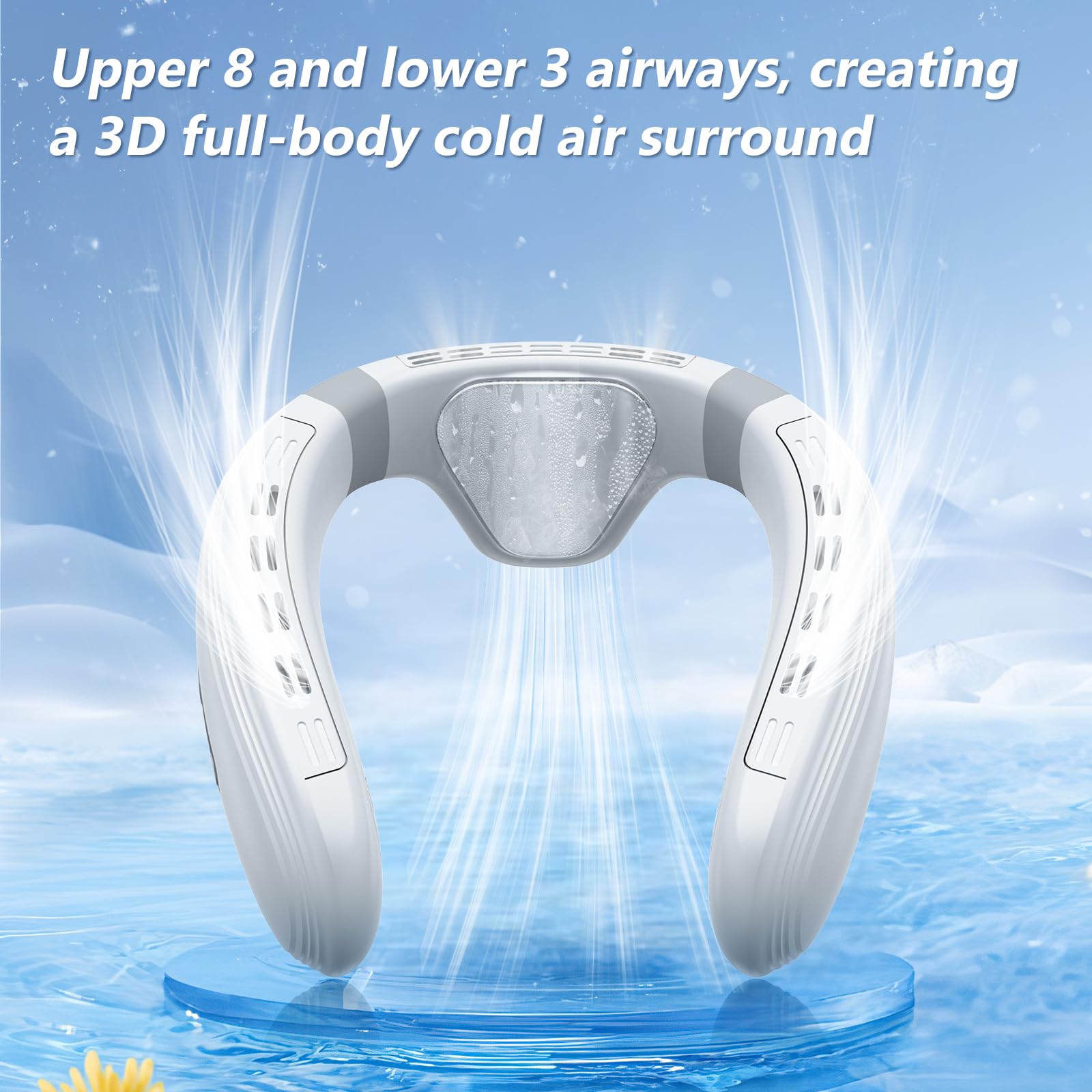 Agihoss Neck Air Conditioner Fans That Blow Cold Air Cooling Device Wearable Fan, 5200mAh Battery Operated Rechargeable Personal Fan, 3+3 Speeds Perfect for Women Men - Medaid International