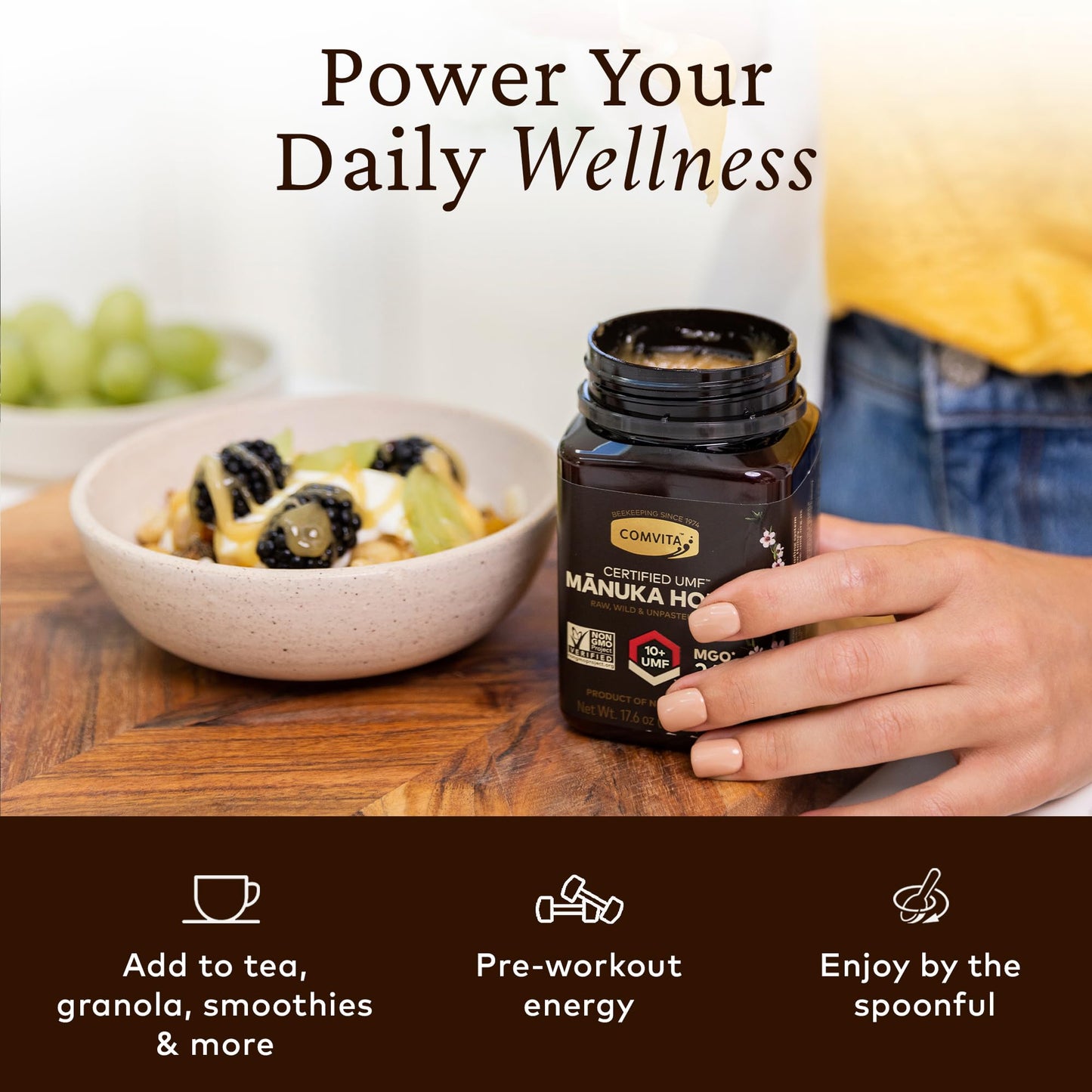 Comvita Manuka Honey UMF 10+ (MGO 263+) - Raw Manuka Honey New Zealand, Pure & Unpasteurized, Superfood for Immune Health, Use in Tea, Wild, Monofloral, Non-GMO - 500g (17.6 oz) - Medaid International