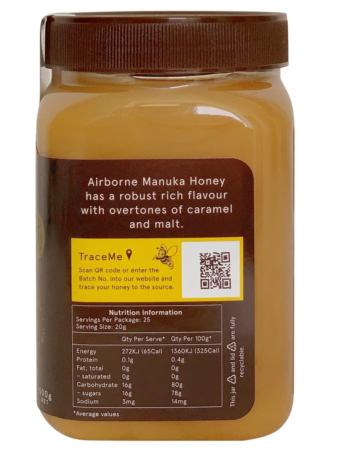 Airborne Manuka Honey Monofloral 70+, 100% Pure New Zealand Honey. Certified. Guaranteed. RAW. Non-GMO (17.85 oz) - Medaid International
