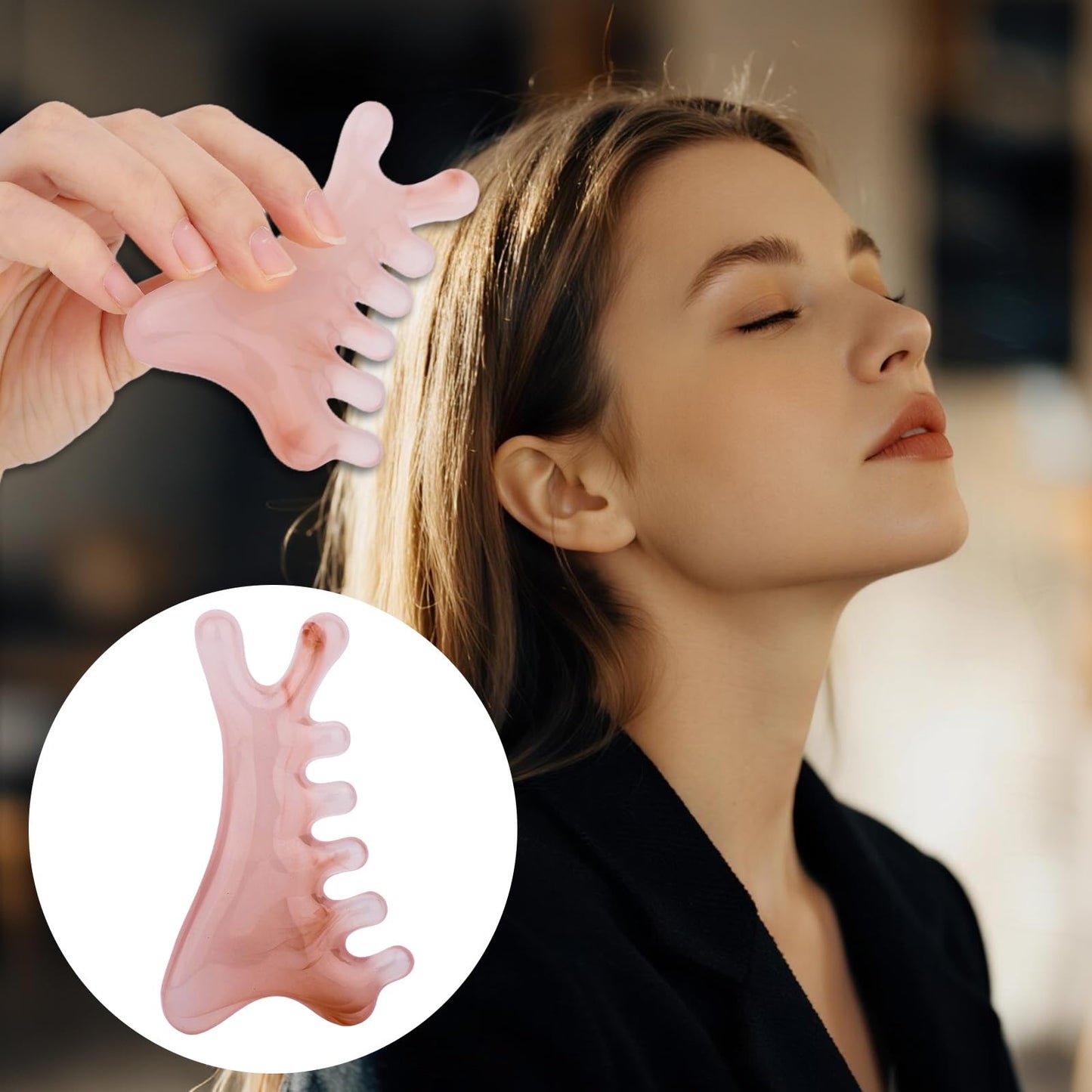 4-in-1 Multifunctional Gua Sha Massage Comb, Durable Resin Scalp Massage Guasha Comb Reusable Gua Sha Tool for Head Face Neck & Body (Pink) - Medaid International