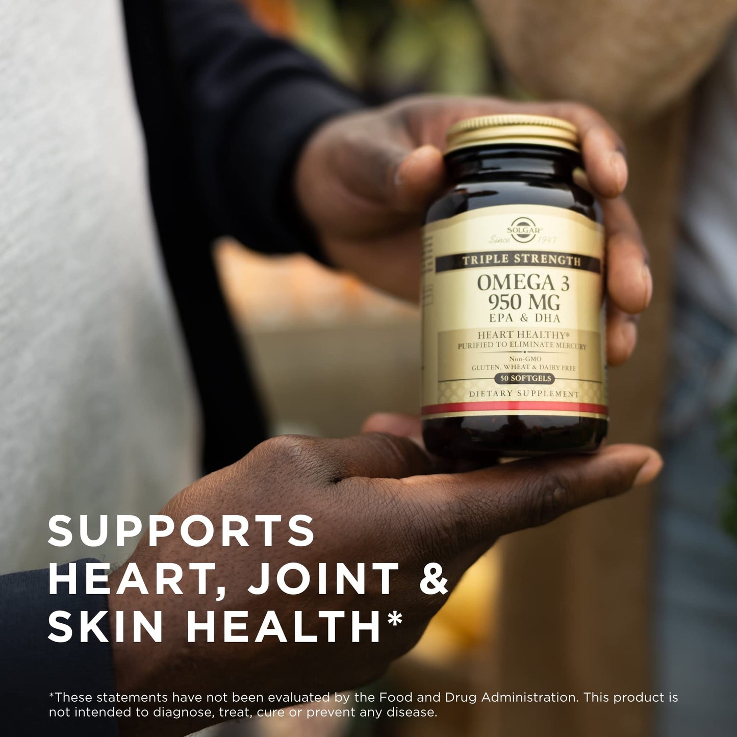 Solgar Triple Strength Omega 3 950 mg - 50 Softgels - Supports Joint & Skin Health - Non-GMO, Gluten Free, Dairy Free - 50 Servings - Medaid International