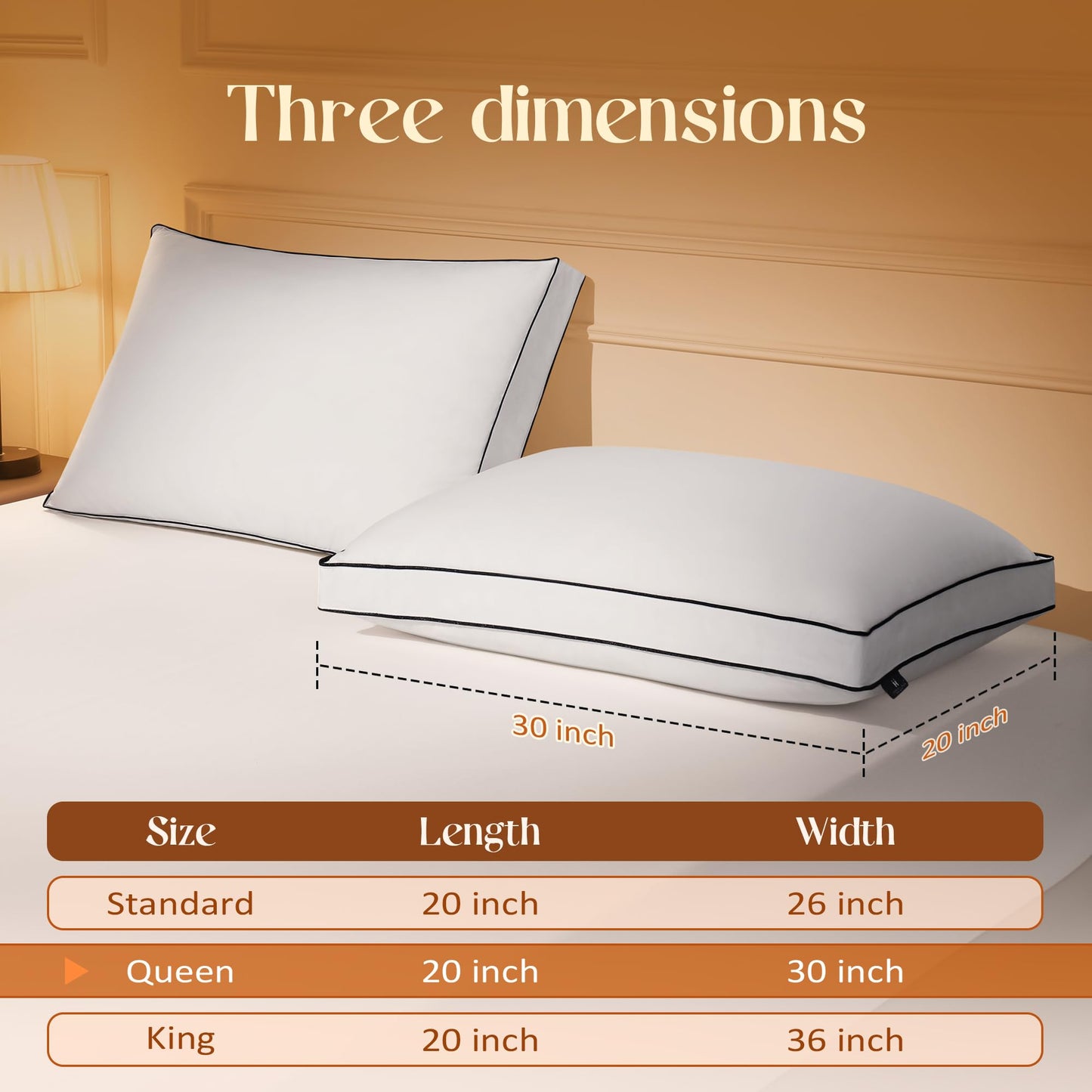 Mosluna Feather Down Pillows Queen Size Set of 2 with Gusset, Luxury Hotel Collection Bed Pillow 2 Pack, Down Surrounded Gusseted Pillows for Sleeping, Soft Fluffy for Side, Back Sleepers 20x30 in. - Medaid International