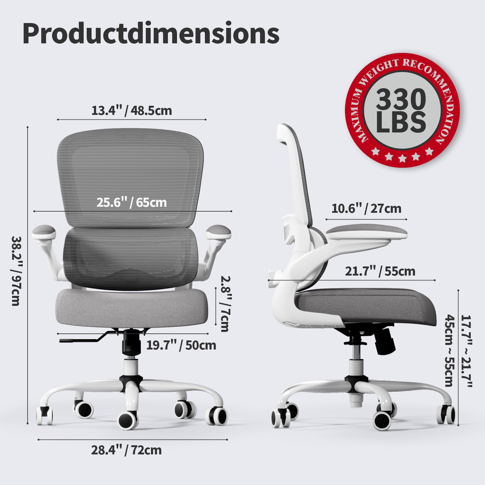 TRALT Office Chair - Ergonomic Desk Chair with Adjustable Lumbar Support, Mesh Computer Chair, Executive Chairs for Home Office Comfortable Lumbar Support (White) - Medaid International