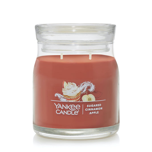Yankee Candle Sugared Cinnamon Apple Scented, Signature 13oz Medium Jar 2-Wick Candle, Over 35 Hours of Burn Time - Medaid International