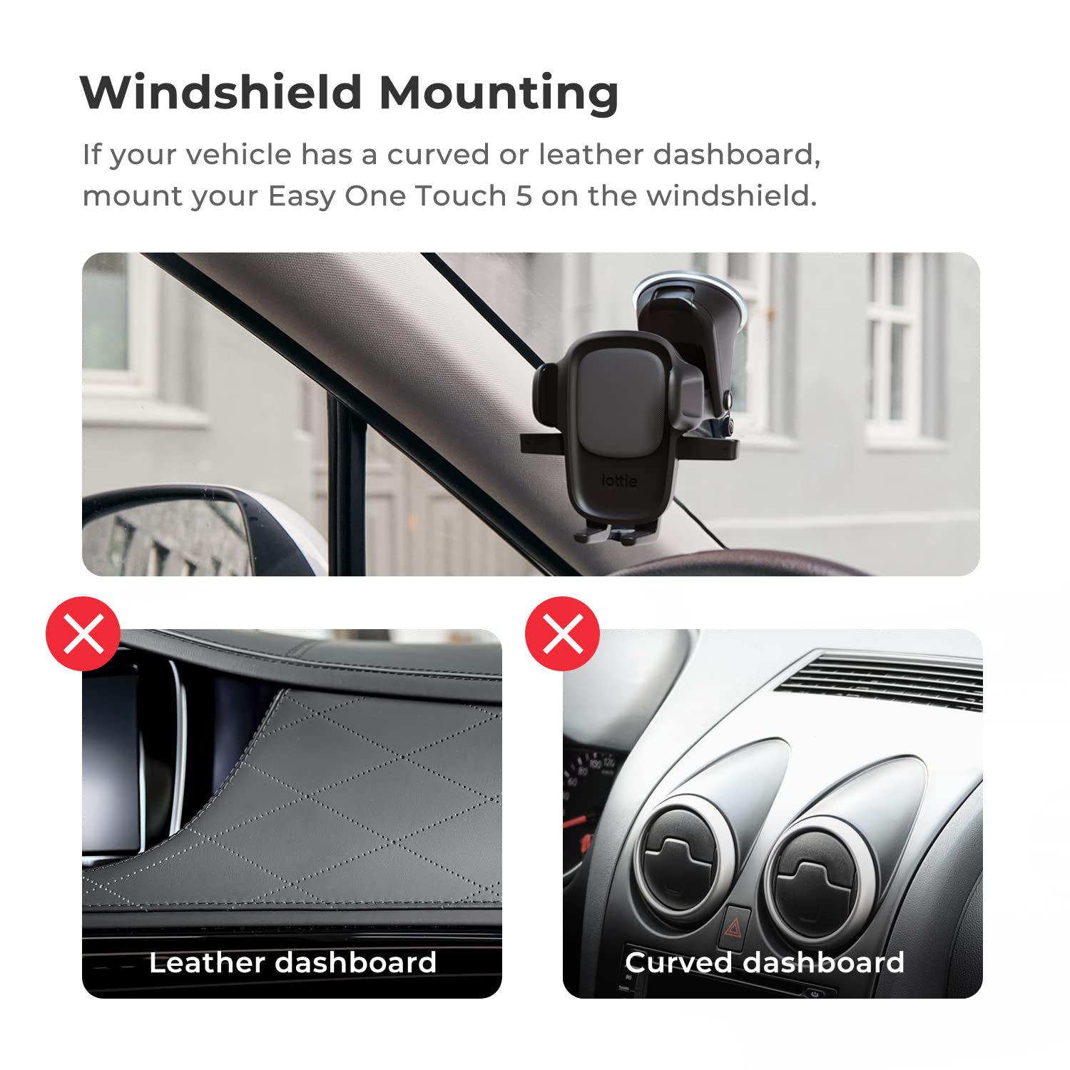 iOttie Easy One Touch Signature Dashboard & Windshield Universal Car Mount Phone Holder Desk Stand with Suction Cup Base and Telescopic Arm for iPhone, Samsung, Google, More Smartphones - Medaid International