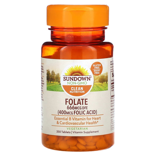 Sundown Naturals, Folate, 666 mcg, 350 Tablets (666 mcg DFE per Tablet - Medaid International