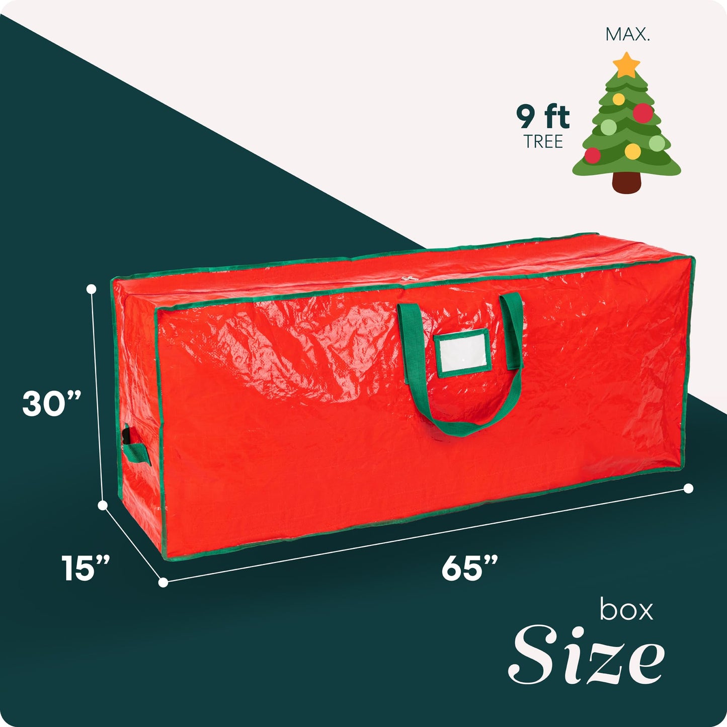 Handy Laundry, Christmas Tree Storage Bag - Stores 9 Foot Artificial Xmas Holiday Tree, Durable Waterproof Material, Zippered Bag, Carry Handles. Protects Against Dust, Insects and Moisture. - Medaid International