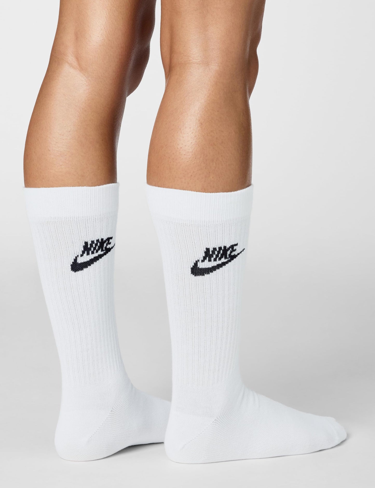 Nike Unisex Sportswear Everyday Essential Crew Socks (3 Pairs), White/Black, Large - Medaid International