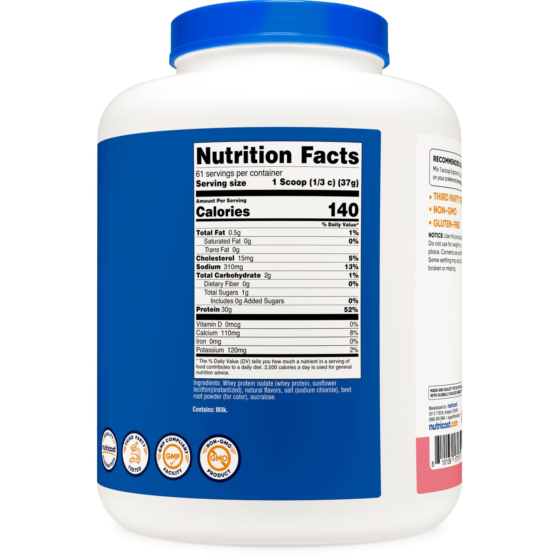 Nutricost Whey Protein Isolate (Strawberry Milkshake) 5LBS - Medaid International