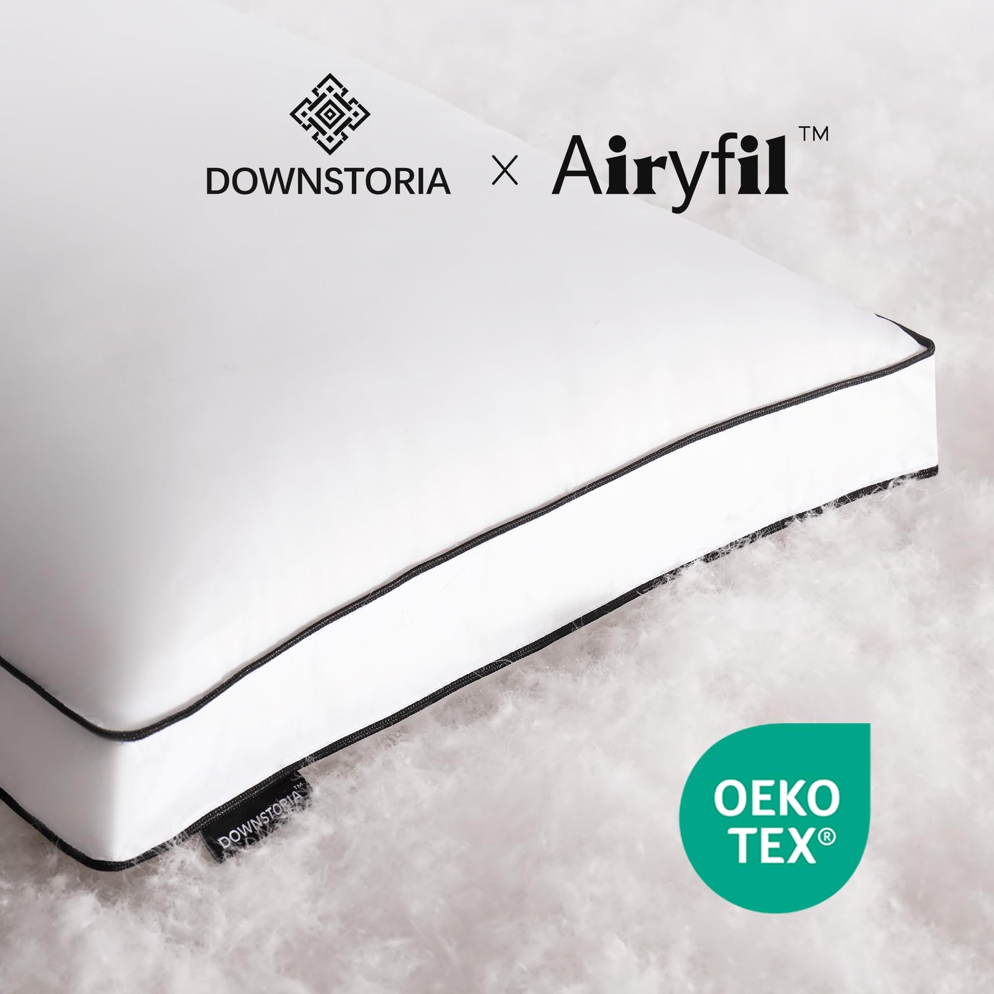 DOWNSTORIA Feather Down Pillows King Size Set of 2 with Gusset, Luxury Hotel Collection Bed Pillow 2 Pack, Down Surrounded Pillows for Sleeping, Soft Fluffy for Side, Back Sleepers 20x36 in. - Medaid International