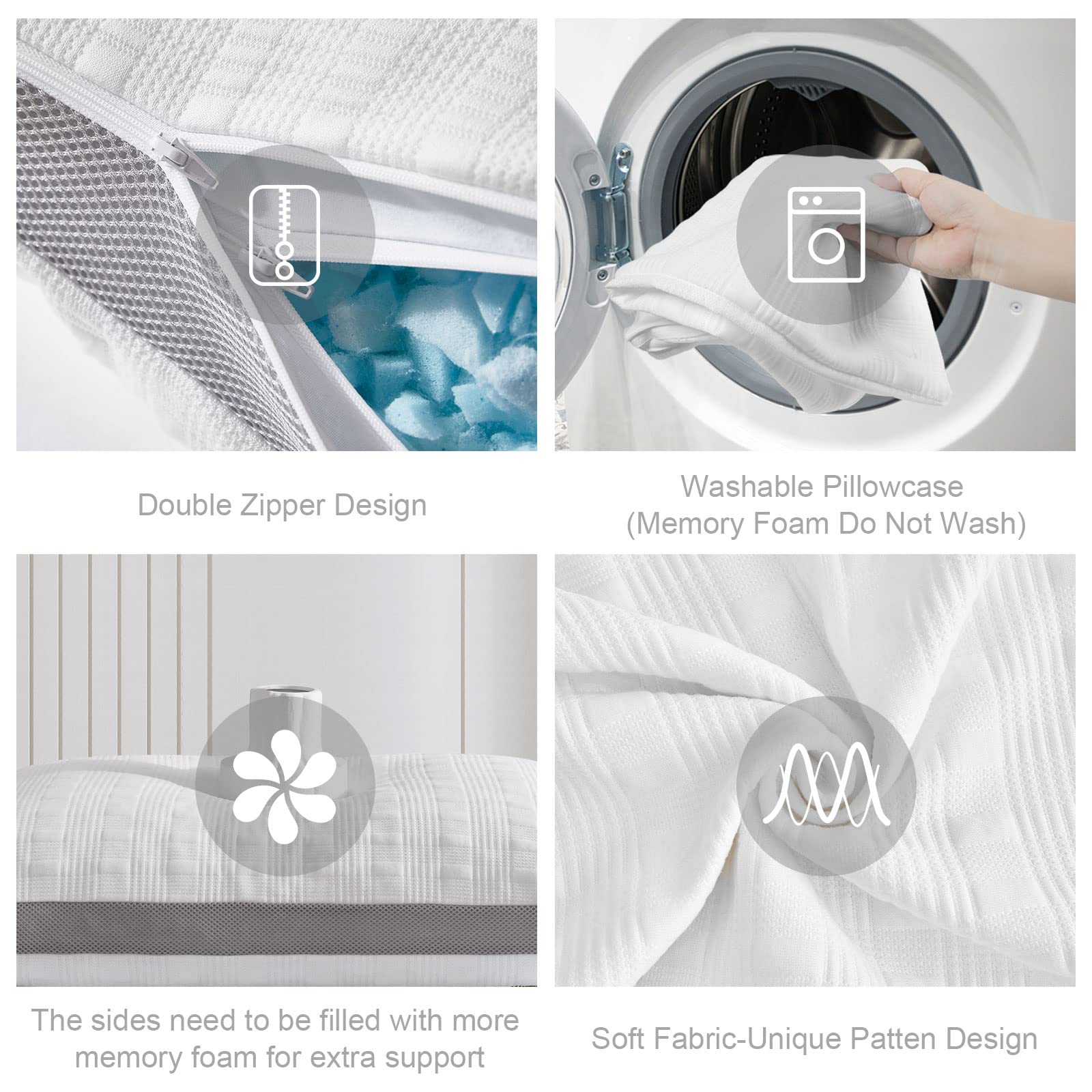 Meoflaw Cooling Pillows Queen Size Set of 2,Shredded Memory Foam Bed Pillows for Sleeping,Queen Pillows for Back & Side Sleepers,Adjustable Queen Size with Washable Cover - Medaid International