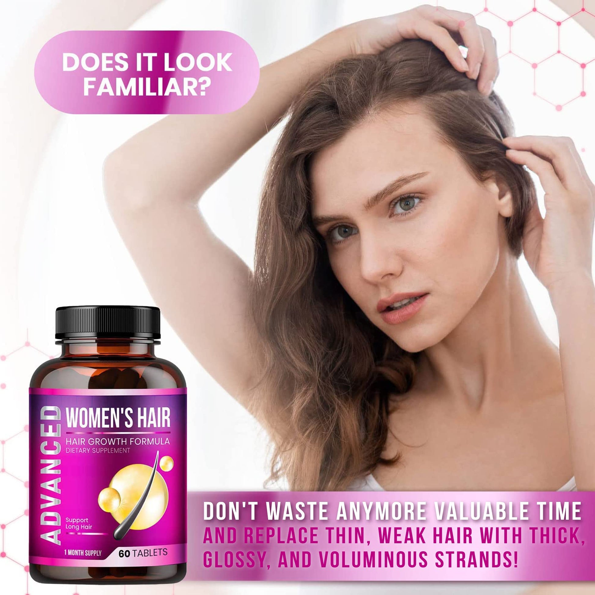 Hair Growth Vitamins for Women - Hair Vitamins for Thinning Hair for Women .Regrow & Regrowth Hair Supplement with Dht Blocker,Biotin & Saw Palmetto for Women.Volumize,Thicker,Longer Hair. - Medaid International