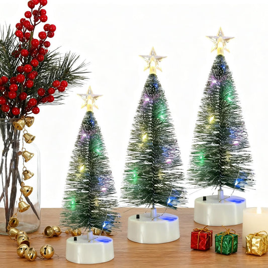 1 Set of 3 Large, Medium and Small Simulated Christmas Trees,Christmas Holiday Decorations, Scene Selection Arrangement Accessories, Festival Lighting, Indoor Home Decoration Ornaments, Cedar. - Medaid International