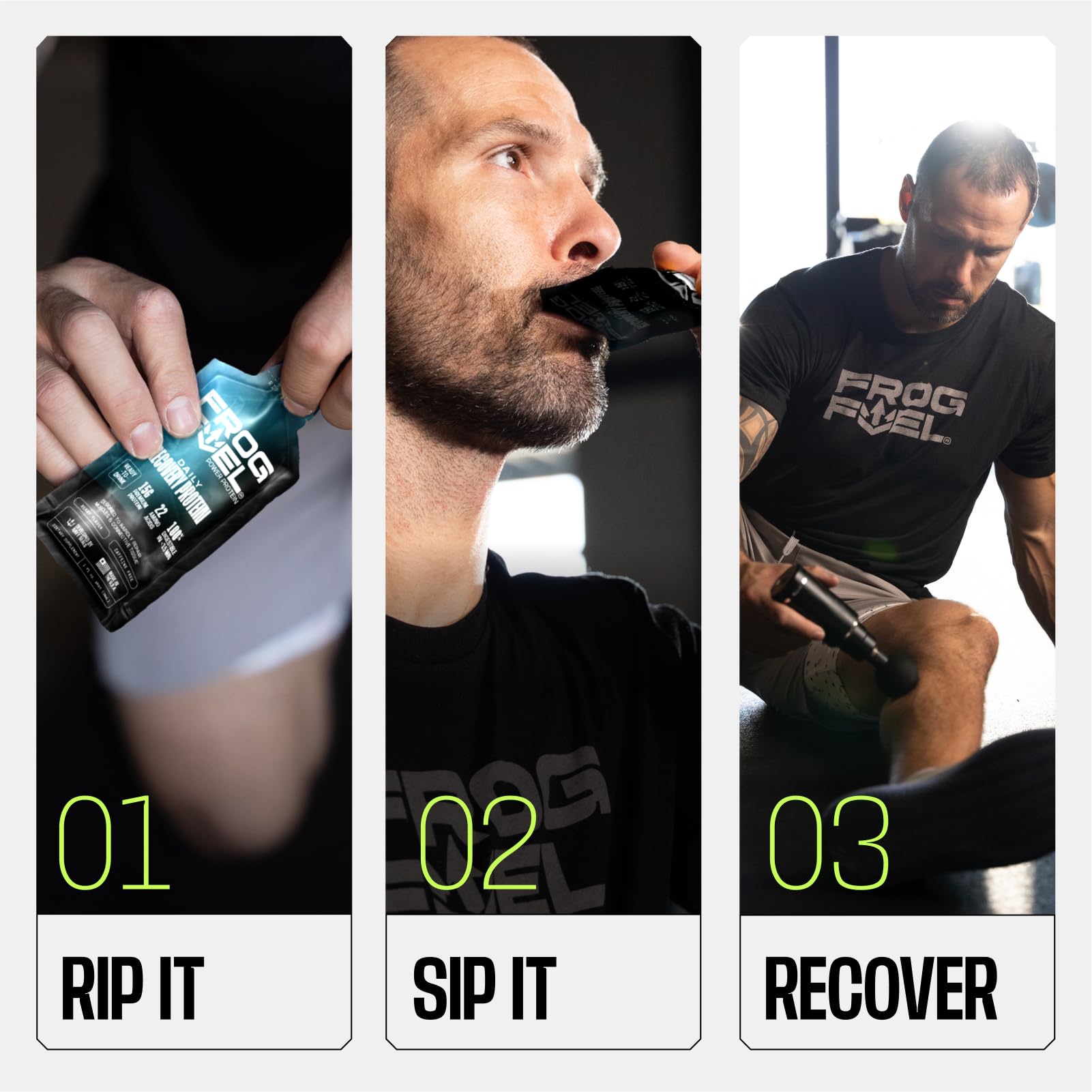 Frog Fuel Power Regular Protein Shot, 15g Protein Nano-Hydrolyzed Grass Fed Collagen, Post Workout, Gluten Free, Fat & Sugar Free, 22 Amino Acids, 0 Carbs, Berry, 1 oz Packets, 24 Pack - Medaid International