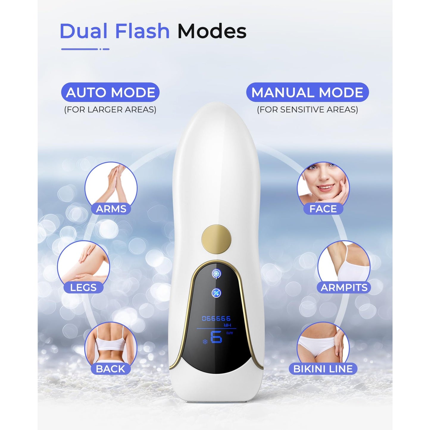 Finequin Laser Hair Removal for Women and Men, Air 15 Ice-cooling IPL Device Hair Removal for Nearly Painless & Long-Lasting Results From Home, 3 Modes & Auto Flashing for Fast Full Body Hair Removal - Medaid International