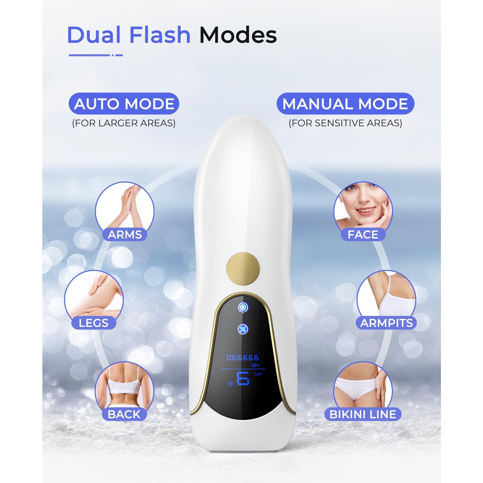 Finequin Laser Hair Removal for Women and Men, Air 15 Ice-cooling IPL Device Hair Removal for Nearly Painless & Long-Lasting Results From Home, 3 Modes & Auto Flashing for Fast Full Body Hair Removal - Medaid International
