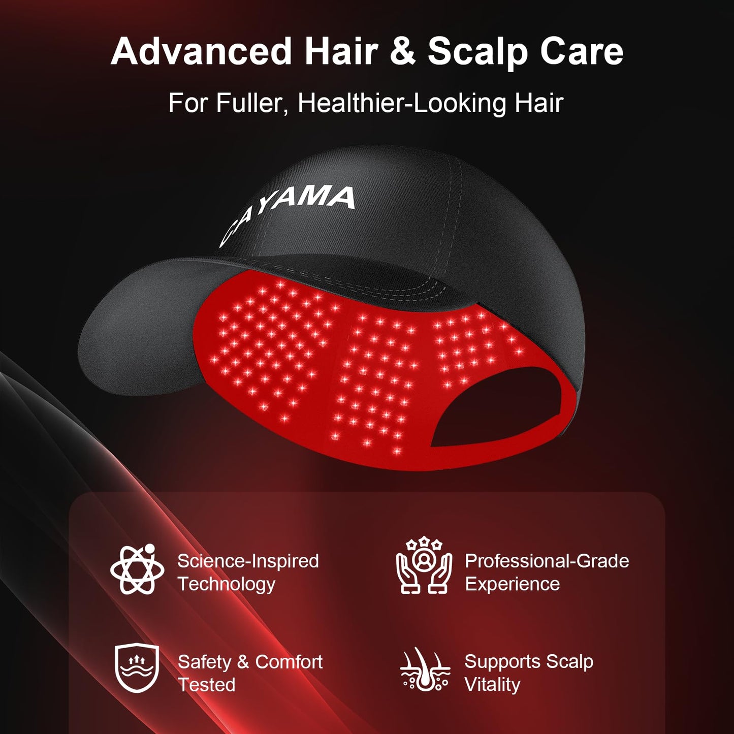 CAYAMA Red Light Therapy Cap for Hair – 510 LED Laser Hair Cap for Fuller, Healthier-Looking Hair, Rechargeable Light-Based Care Device for Men & Women - Medaid International