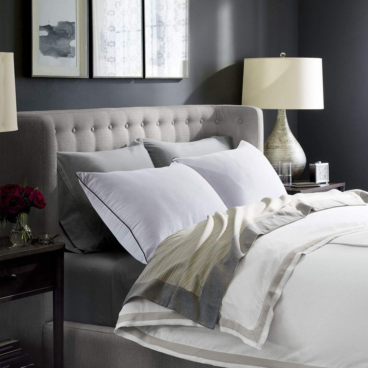 JOLLYVOGUE Standard Pillows Set of 2, Cooling and Supportive Pillows Full Size Set of 2 for Side and Back Sleepers, Down Alternative Hotel Collection Sleeping Pillow - Medaid International