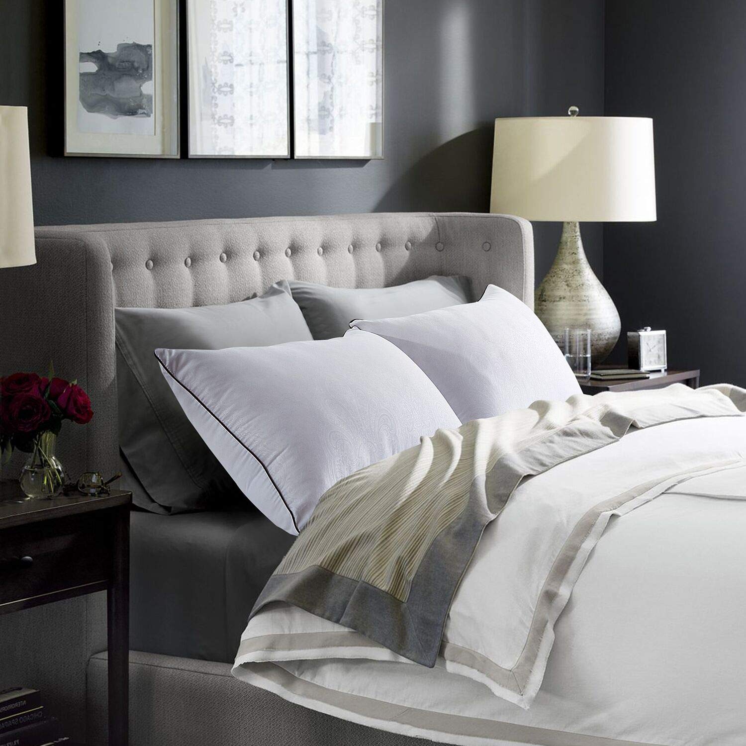 JOLLYVOGUE Standard Pillows Set of 2, Cooling and Supportive Pillows Full Size Set of 2 for Side and Back Sleepers, Down Alternative Hotel Collection Sleeping Pillow - Medaid International