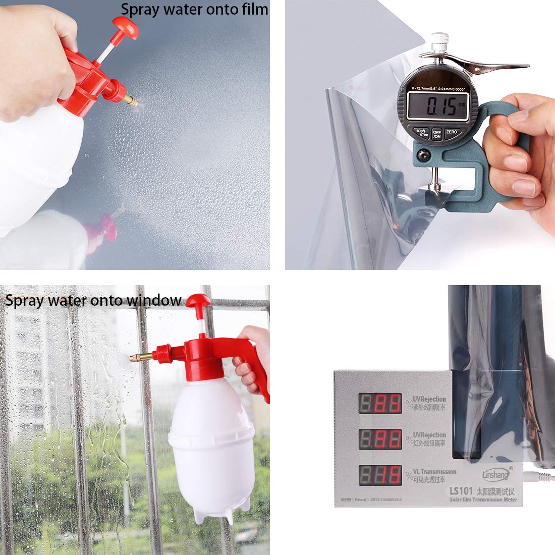 WPCTEV Window Film One Way Mirror Film Daytime Privacy Static Non-Adhesive Decorative Heat Control Anti UV Window Tint for Home and Office Silver 6 Mil 17.5 Inch x 6.5 Feet - Medaid International