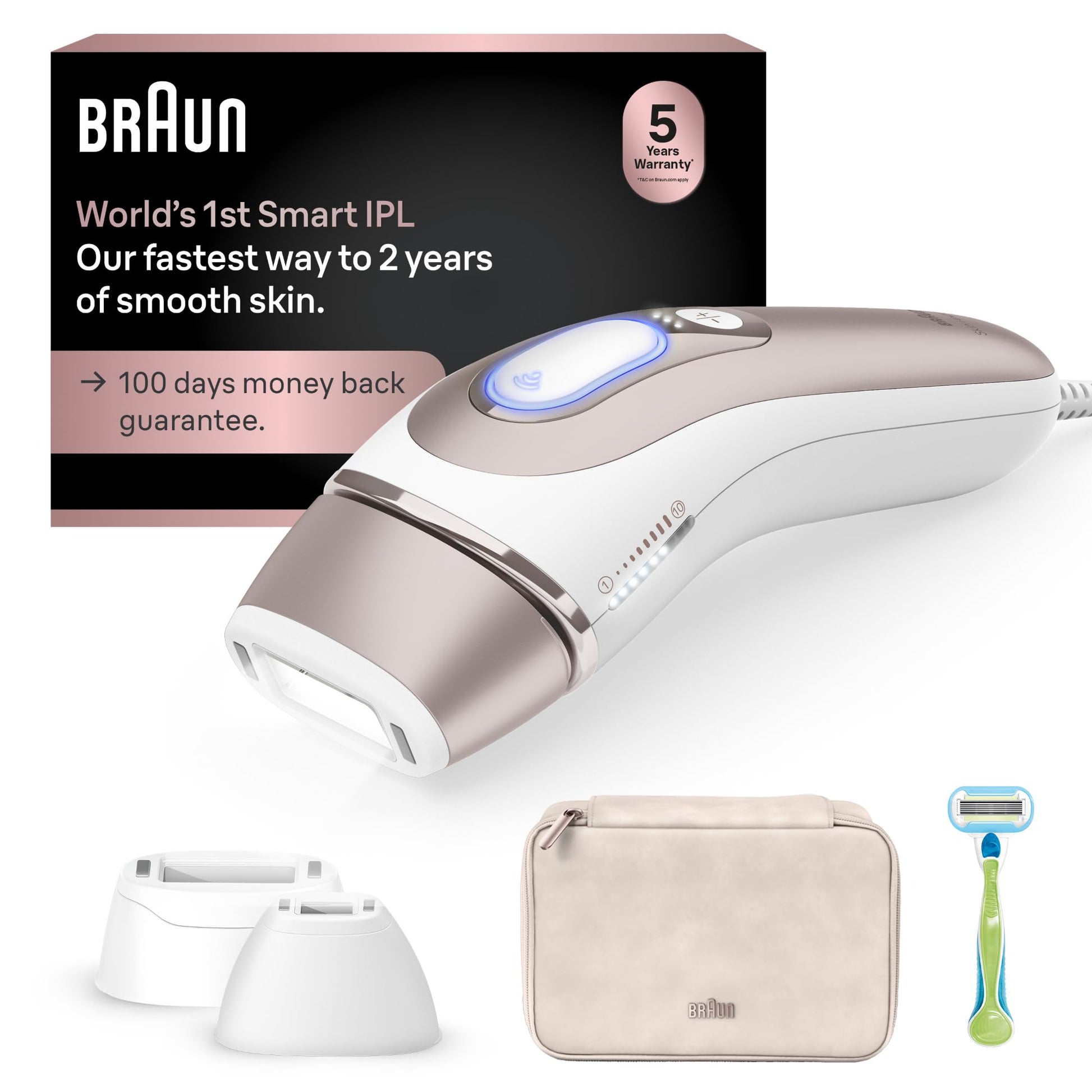 Braun Smart IPL, Skin i·Expert Pro 7: at Home Laser Hair Removal, Permanent Visible Hair Reduction, Holiday Gifts for Women and Men with Free App, Vanity Case, Venus Razor, 3 Smart Heads, IPL7243 - Medaid International
