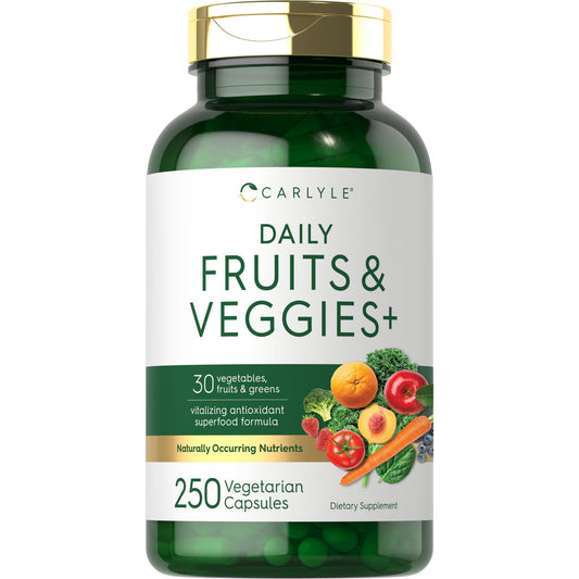 Carlyle Fruits and Veggies Supplement | 250 Capsules | Made with 30 Fruits and Vegetables | Vegetarian, Non-GMO, Gluten Free Superfood Formula - Medaid International
