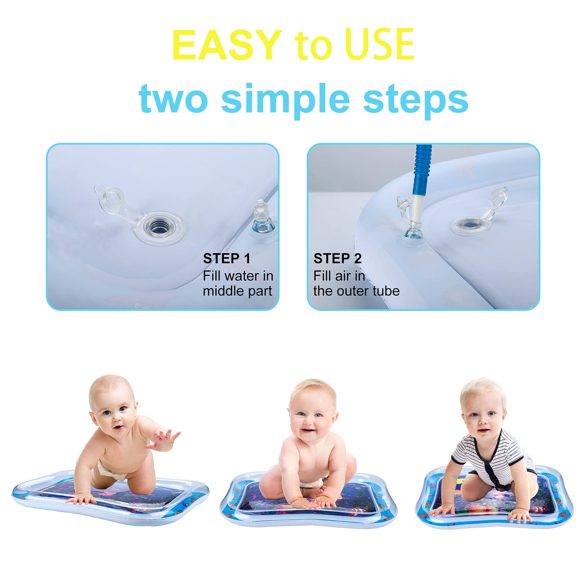 جيستيلو بساط مائي قابل للنفخ على البطن للاطفال - العاب حسية للرضع والاطفال الصغار لأنشطة التطور المبكر | لعمر 3 الى 12 شهر - Medaid International