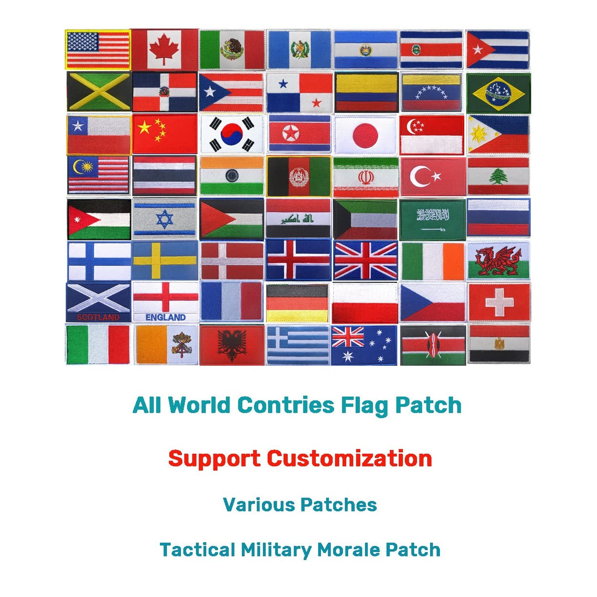 2 PCS AliPlus Brazil Flag Patches Embroidered Tactical Military Morale Patch Applique Fastener Hook and Loop - Medaid International