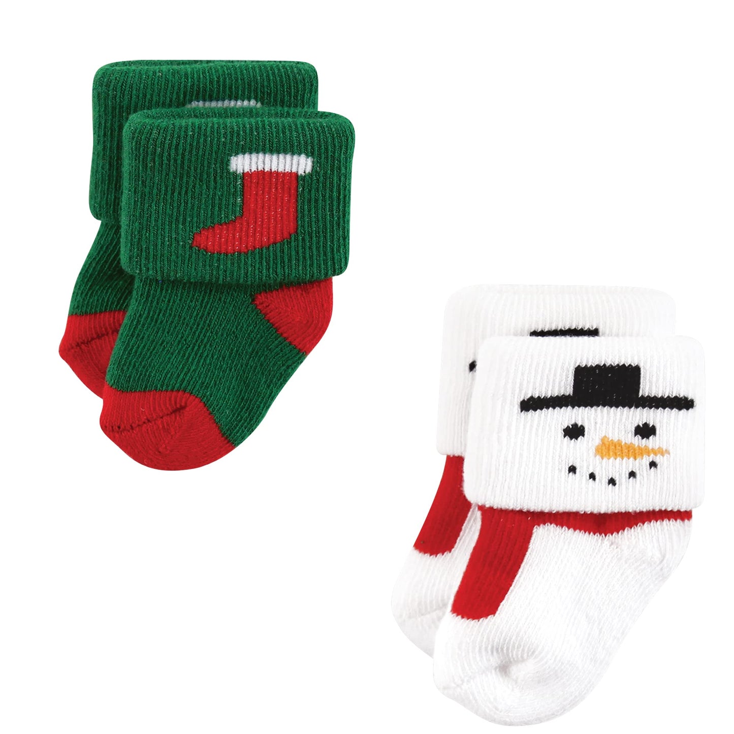 Hudson Baby Unisex Baby Cotton Rich Newborn and Terry Socks, 12 Days of Christmas Santa, 0-6 Months - Medaid International