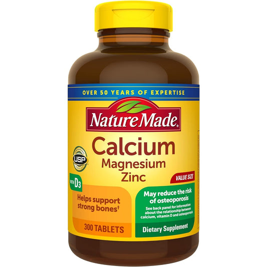 Nature Made Calcium Magnesium Zinc with Vitamin D3, Dietary Supplement for Bone Support, 300 Tablets - Medaid International