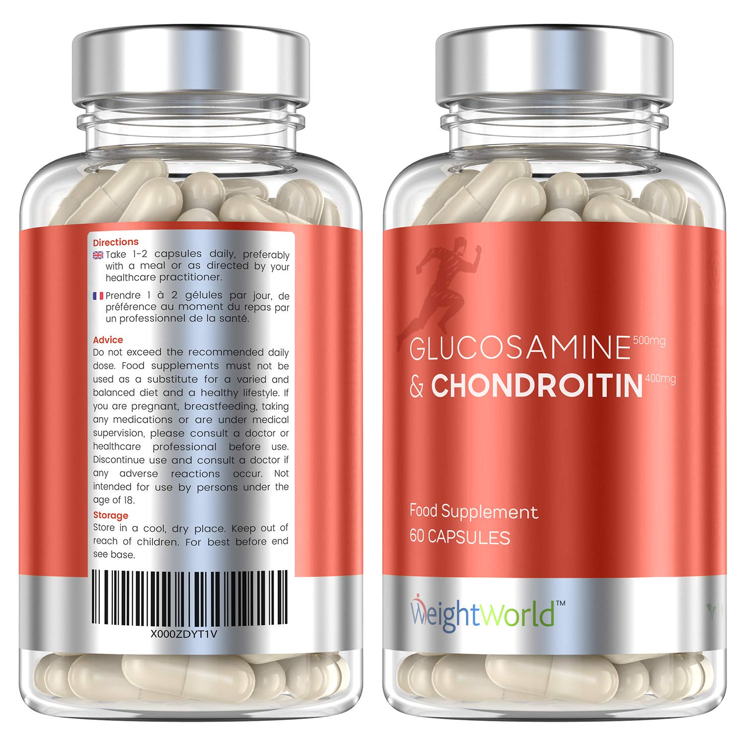 Glucosamina Condroitina Alto Dosaggio 600mg + Vitamina C - 180 Capsule (6 Mesi) - Glucosamina Complex con 100 mg di Condroitina, Rosa Canina, Curcuma e Zenzero - Glucosamine Complex con Vitamin C - Medaid International