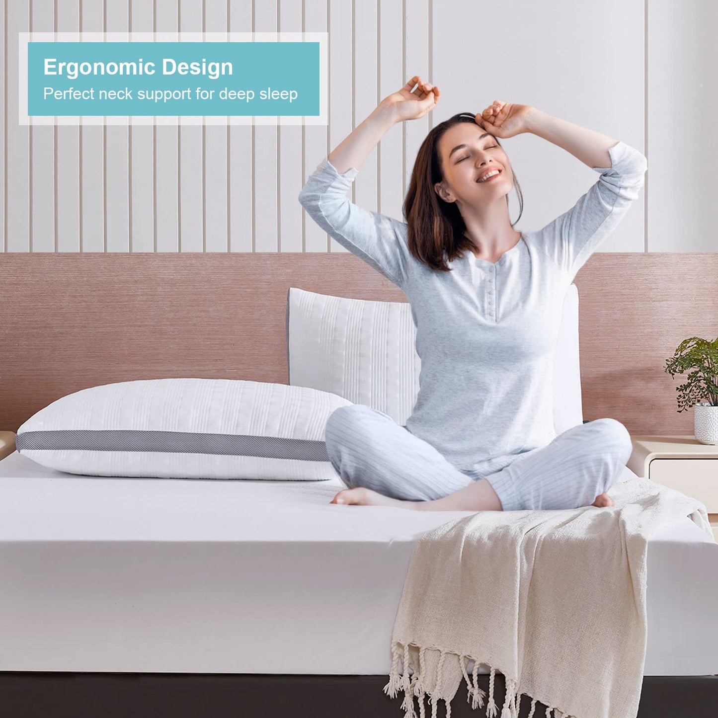 Meoflaw Cooling Pillows Queen Size Set of 2,Shredded Memory Foam Bed Pillows for Sleeping,Queen Pillows for Back & Side Sleepers,Adjustable Queen Size with Washable Cover - Medaid International