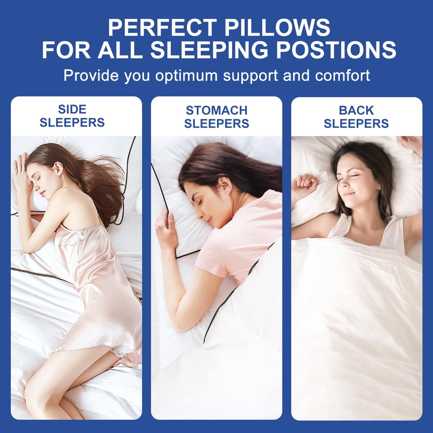 Premium Pillows King Size Set of 2, Fluffy and Supportive 7D Down Alternative Bed Pillows, Luxury Soft Hotel Quality Gusseted Pillow for Side Back Stomach Sleepers, Relief Neck Head and Shoulder Pain - Medaid International