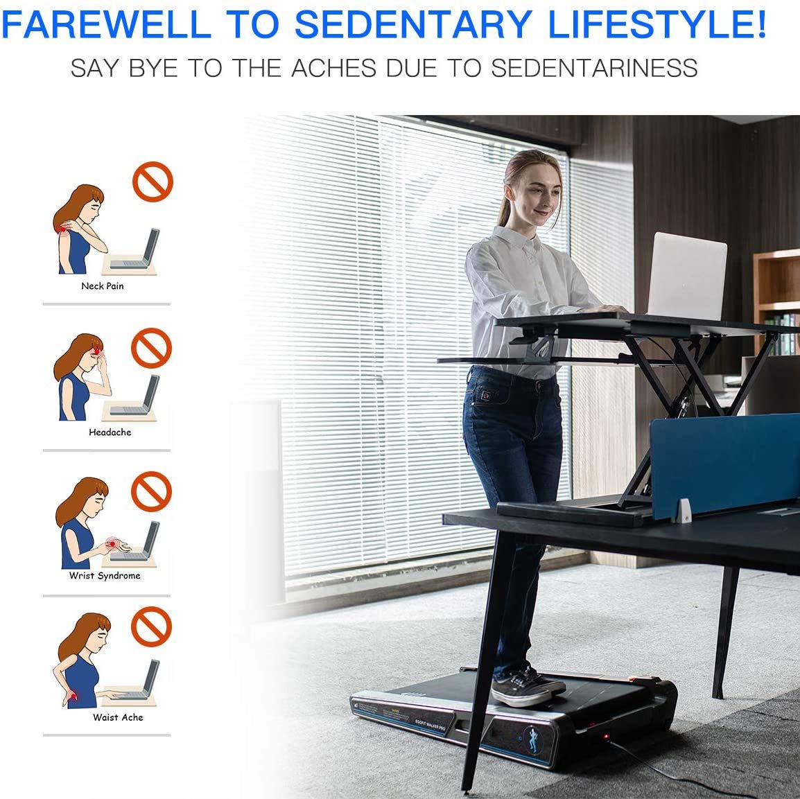 COOLBABY Walking Pad Smallest Under Desk Treadmill Walking Pad For Office & Home,100kg-Max Bearing - Medaid International