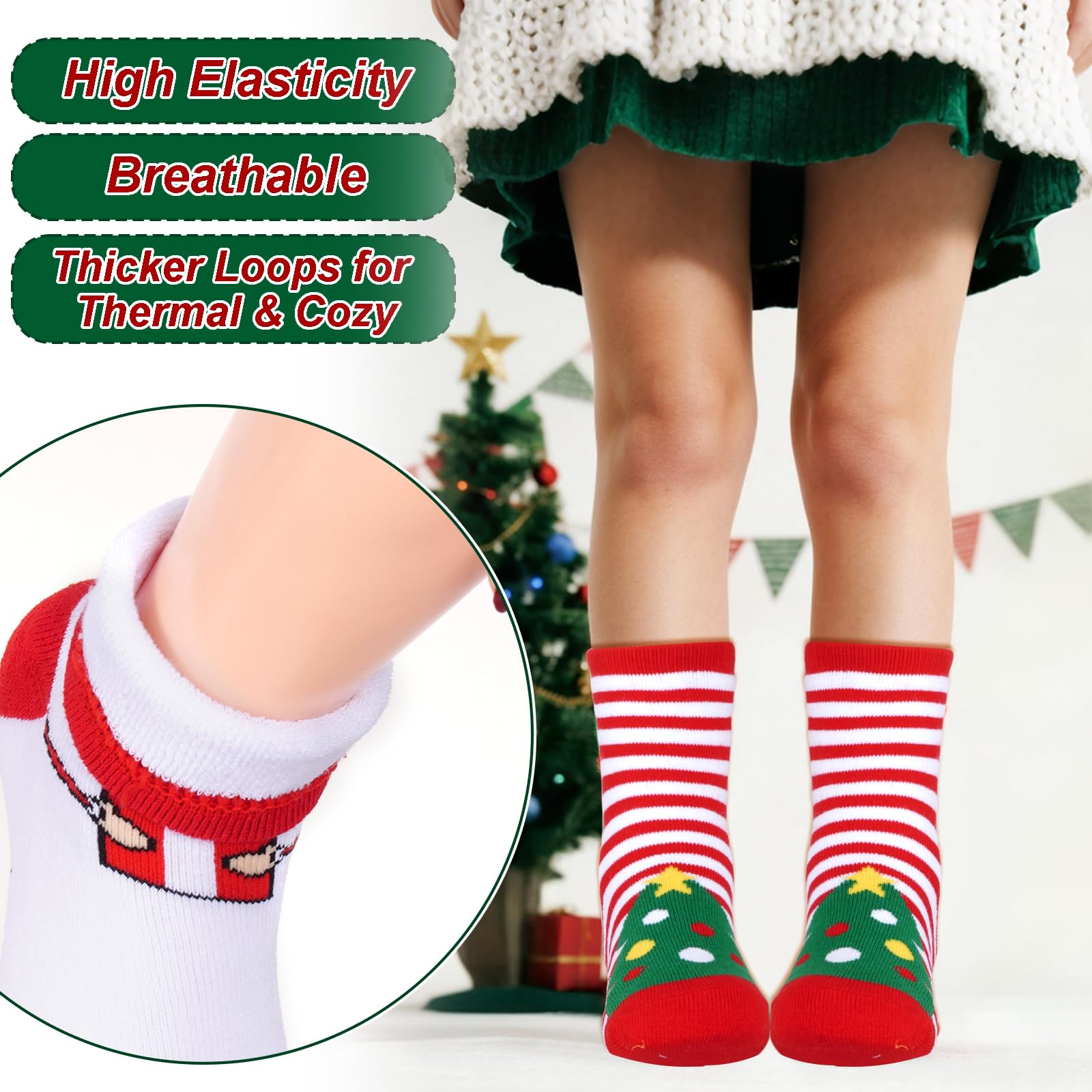 Nydotd 6 Pairs Kids Christmas Winter Socks Thick Cotton Warm Socks Thermal Crew Socks for Unisex Boys Girls Children Xmas Gift (US, Age, 7 Years, 10 Years) - Medaid International