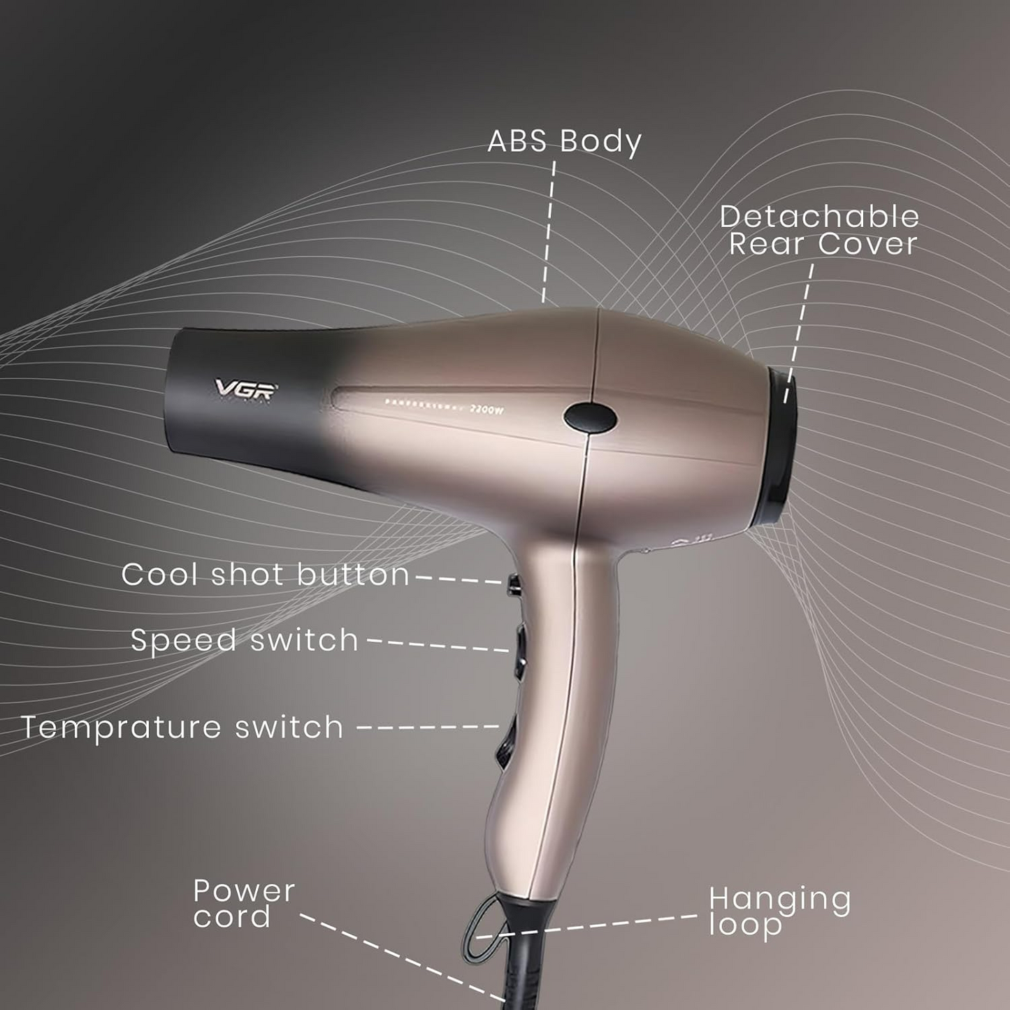 VGR V463 Professional Hair Dryer | 1800-2200W High-Performance - Medaid International