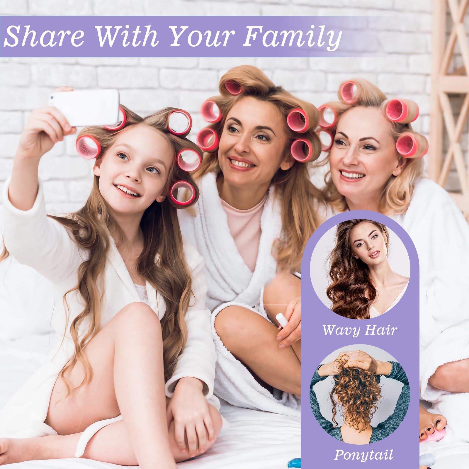 5 Size Hair Rollers, 72Pcs Roller Set, Hair Curlers for Blowout Look Long, Short Hair, Jumbo Large Big Small 30 Hair Rollers, 40 Roller Clips, Tail Comb, Storage Bag - Medaid International