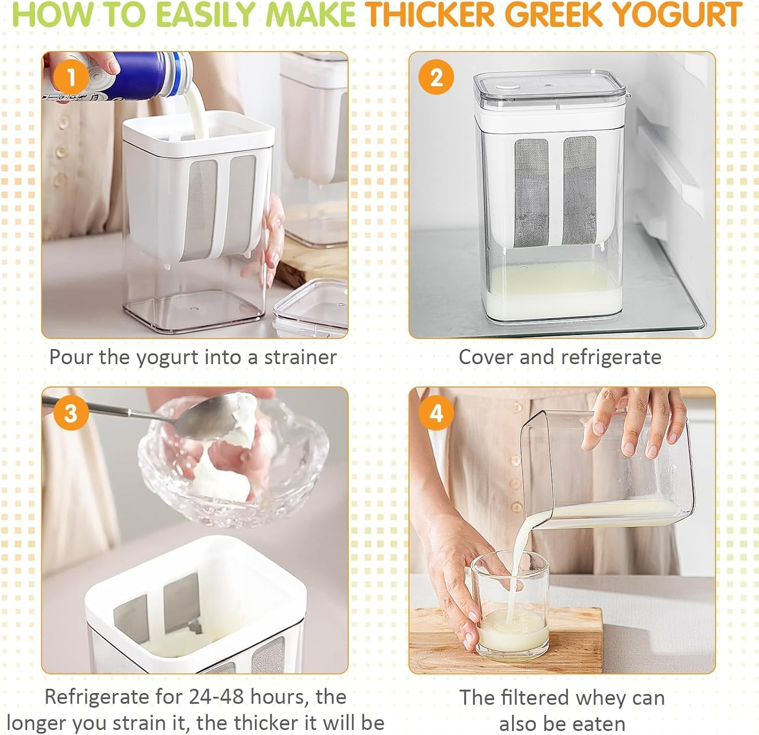 Greek Yogurt Strainer 1100ml ‚Äì Multi-Purpose Yogurt Maker - Medaid International