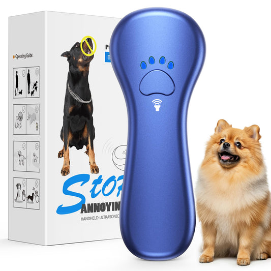 Ahwhg New Anti Barking Device,Dog Barking Control Devices,Rechargeable Ultrasonic Dog Bark Deterrent up to 16.4 Ft Effective Control Range Safe for Human & Dogs Portable Indoor & Outdoor(Blue) - Medaid International